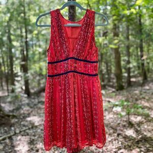 Abercrombie & Fitch Babydoll Red Floral Y2K Mini Dress Valentines Day Womens S